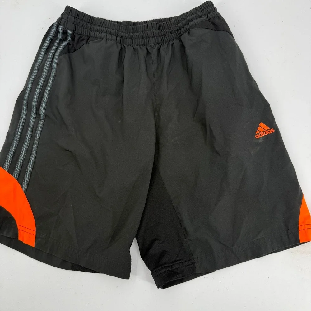 Adidas Climalite Mens Athletic‎ Shorts Black Orange Grey Stripes Size Small 8